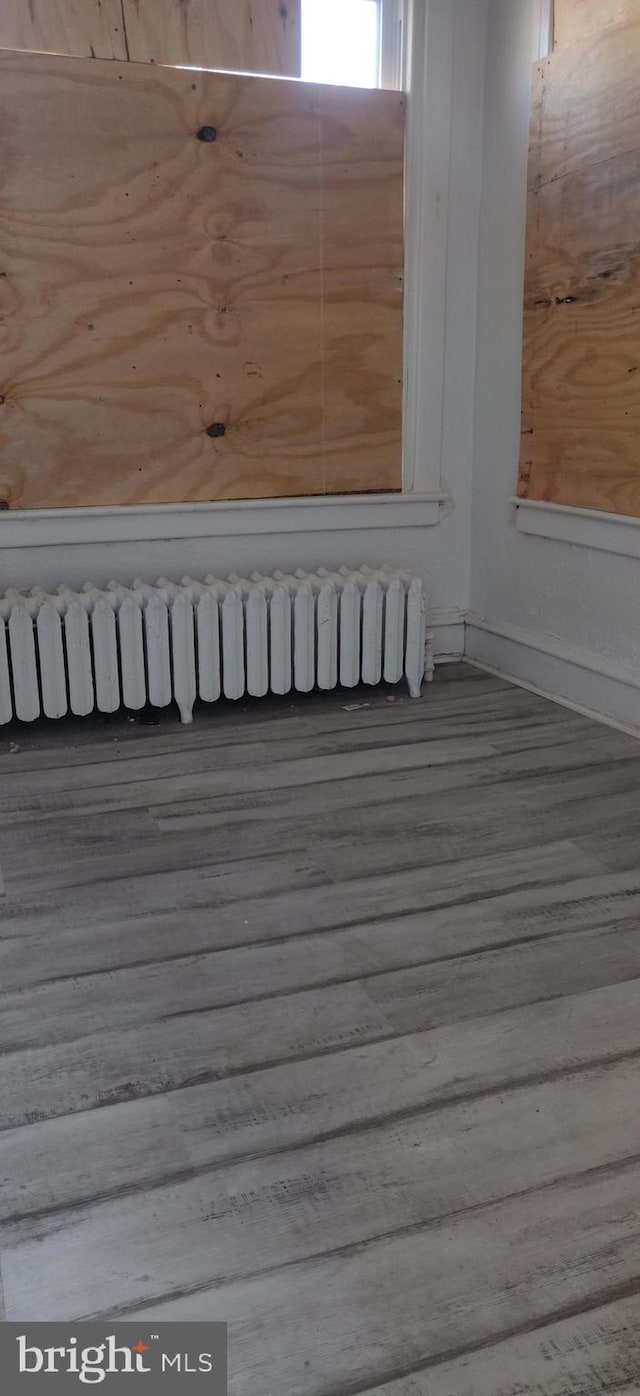 interior details with wood-type flooring and radiator