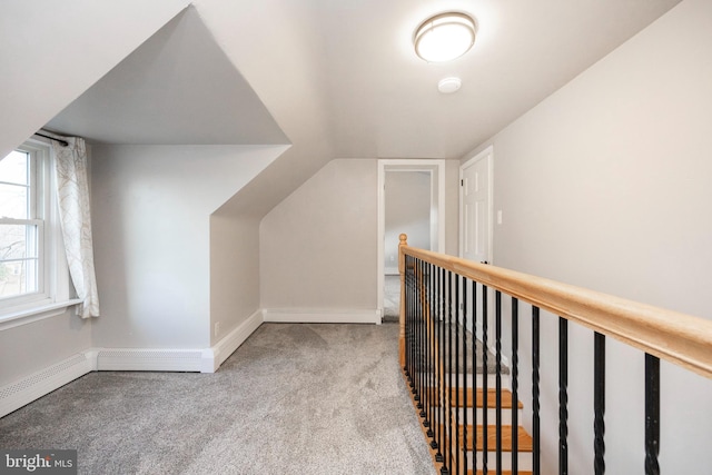 additional living space with light carpet and lofted ceiling