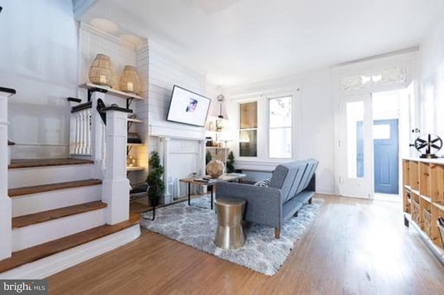 living room with wood-type flooring