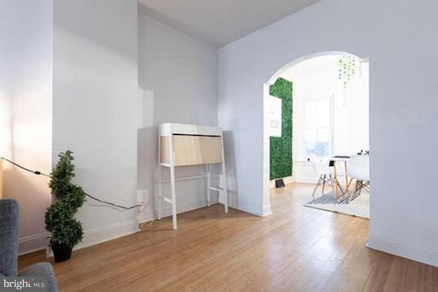 spare room with wood-type flooring