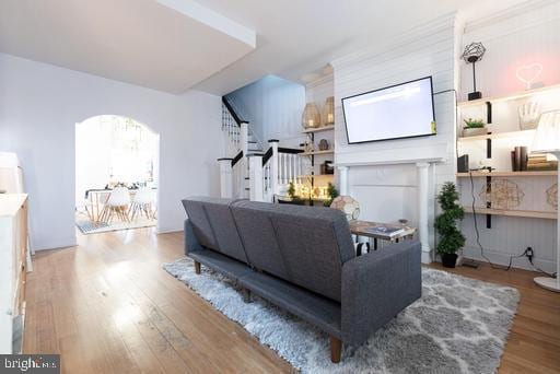 living room with hardwood / wood-style floors