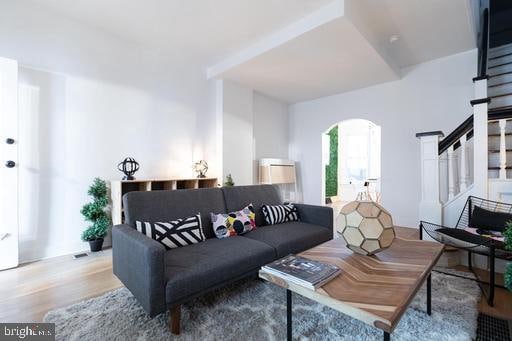 living room featuring light hardwood / wood-style flooring