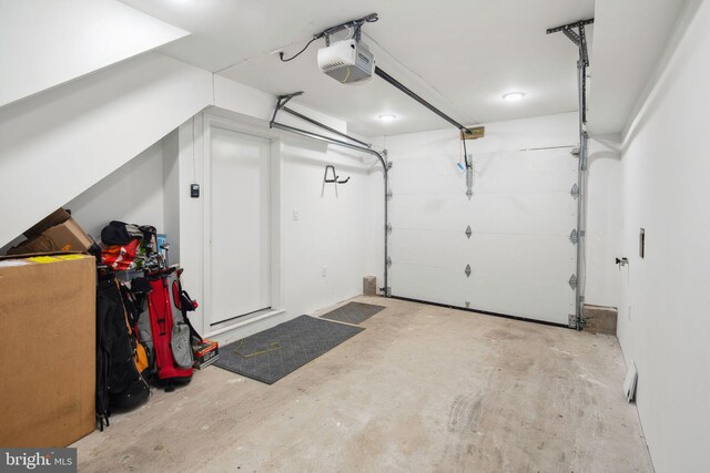 garage with a garage door opener