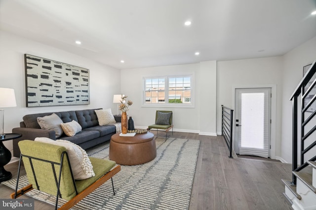 living room featuring wood-type flooring