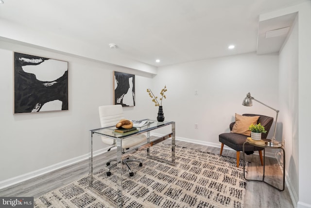 office space featuring hardwood / wood-style flooring