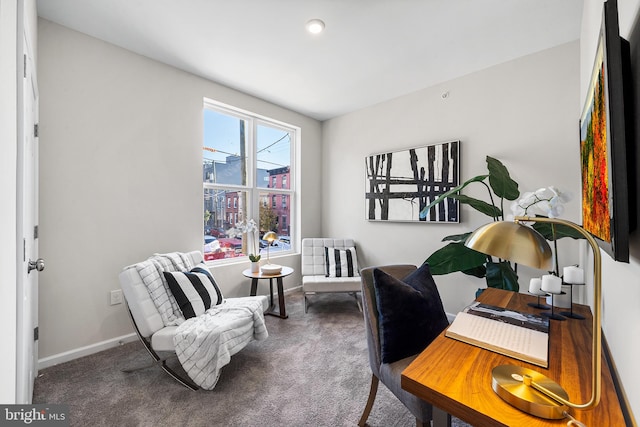 home office featuring carpet flooring