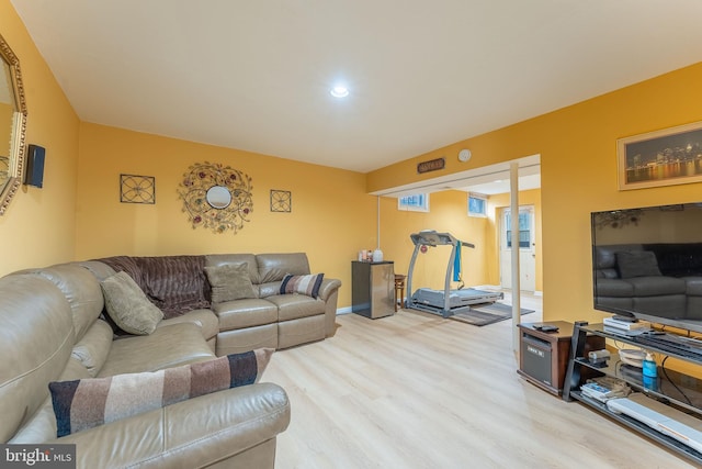 living room featuring light wood-type flooring