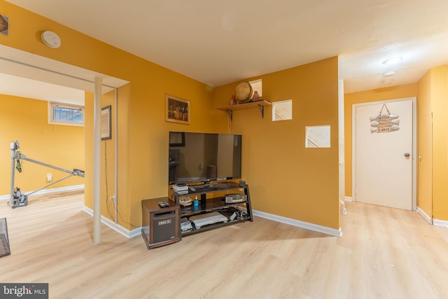 living room with hardwood / wood-style floors