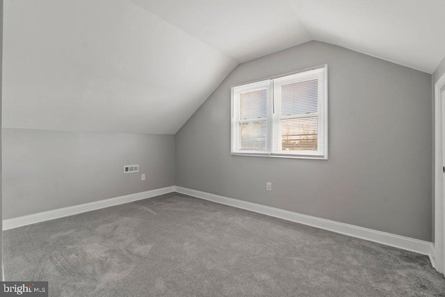 additional living space with carpet and lofted ceiling