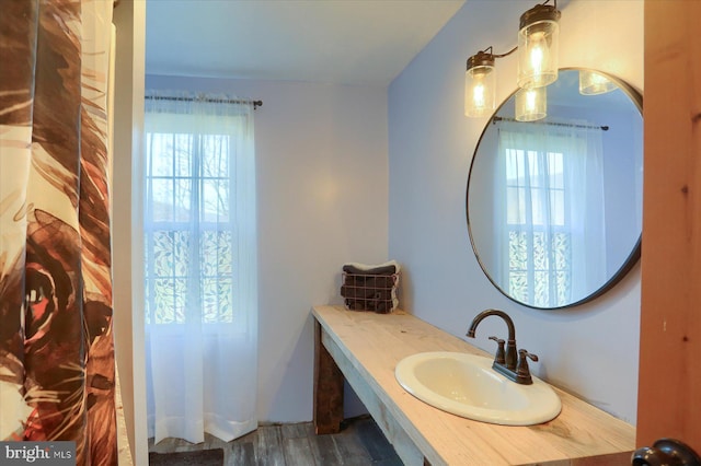 bathroom featuring hardwood / wood-style floors and sink