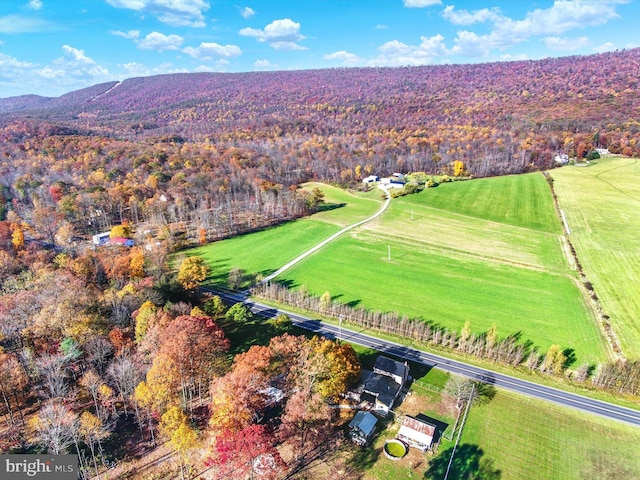 aerial view with a mountain view