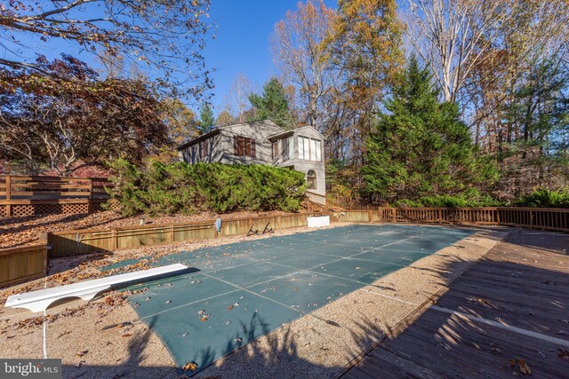 14445 Kings Grant Ln, Doswell, VA 23047 - view of pool with a diving board and a wooden deck