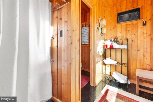 14445 Kings Grant Ln, Doswell, VA 23047 - full bath with wooden walls, baseboards, and curtained shower