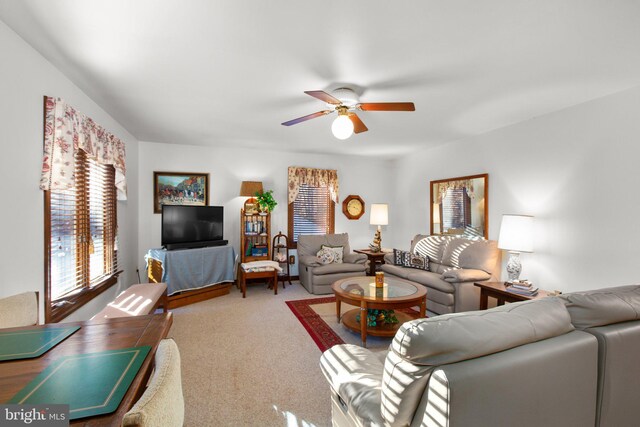 14445 Kings Grant Ln, Doswell, VA 23047 - living room featuring ceiling fan and carpet floors