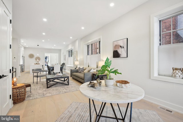 living room featuring light hardwood / wood-style flooring