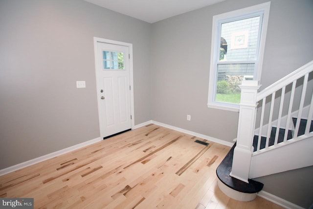 foyer entrance with wood-type flooring