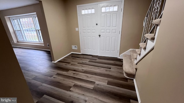 entrance foyer featuring dark wood-type flooring