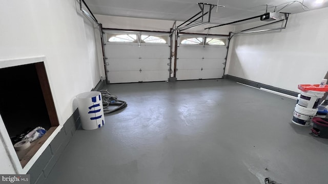 garage with a garage door opener