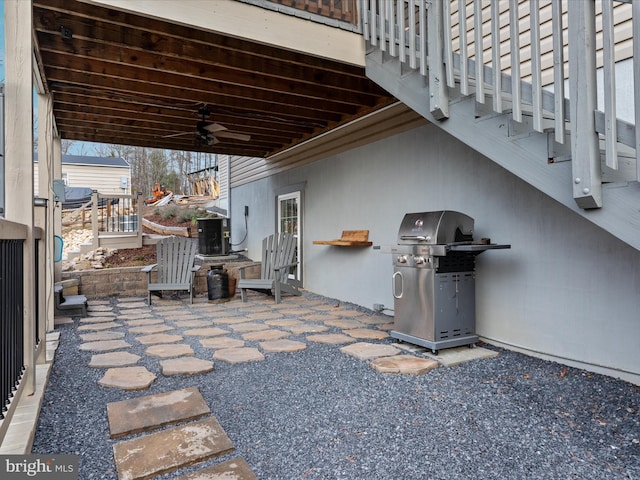 view of patio / terrace featuring grilling area and ceiling fan