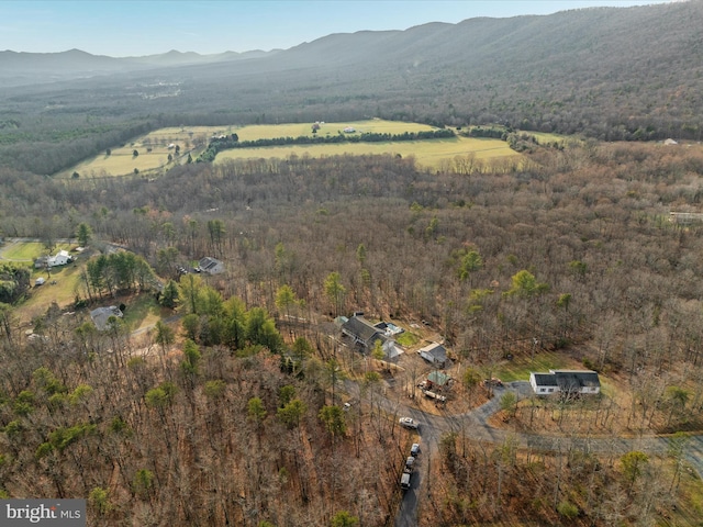 birds eye view of property with a mountain view