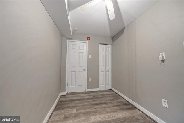 hallway featuring wood-type flooring