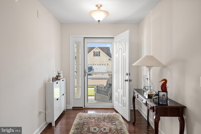 entrance foyer with dark wood-type flooring