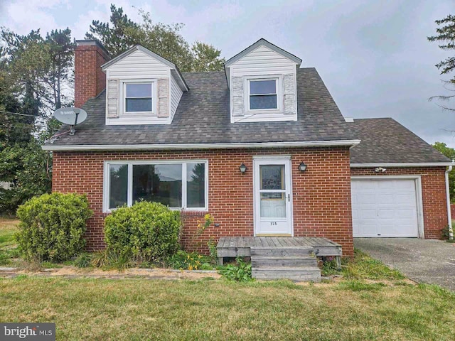 115 Mountain View Rd, Armagh, PA 15920 - new england style home featuring a chimney, brick siding, a front lawn, and asphalt driveway