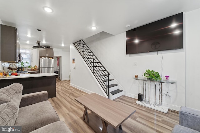 living room featuring light hardwood / wood-style flooring