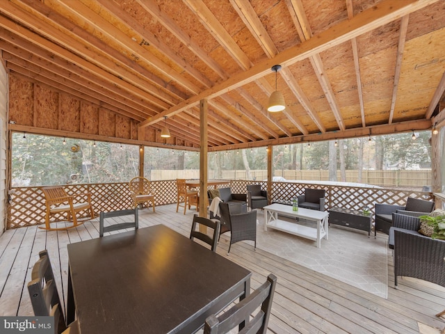 deck with fence and outdoor lounge area