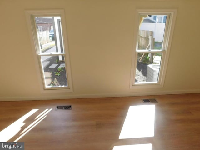 unfurnished room featuring light hardwood / wood-style flooring and a healthy amount of sunlight