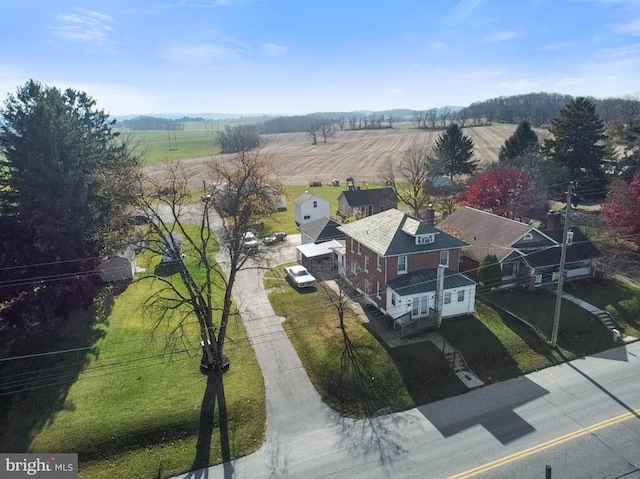 aerial view with a rural view