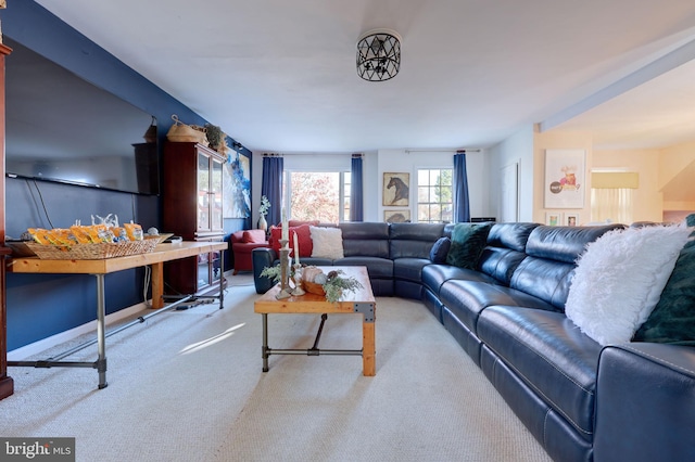 view of carpeted living area