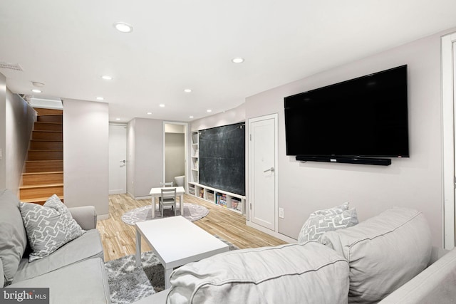 living room with light wood-type flooring