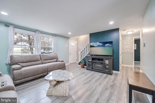 living room featuring light hardwood / wood-style floors