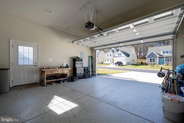 garage with a garage door opener