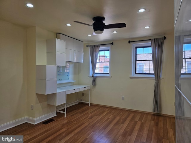 interior space with dark wood-type flooring