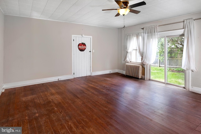 120 S Main St, Pennington, NJ 08534 - spare room featuring radiator heating unit, hardwood / wood-style floors, baseboards, and ceiling fan