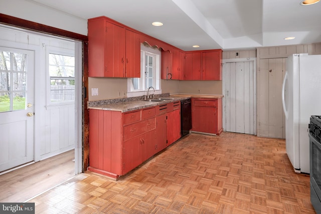 120 S Main St, Pennington, NJ 08534 - kitchen featuring a sink, recessed lighting, black dishwasher, and freestanding refrigerator