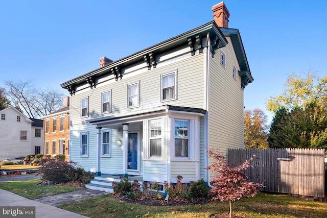 120 S Main St, Pennington, NJ 08534 - italianate-style house featuring a chimney and a porch
