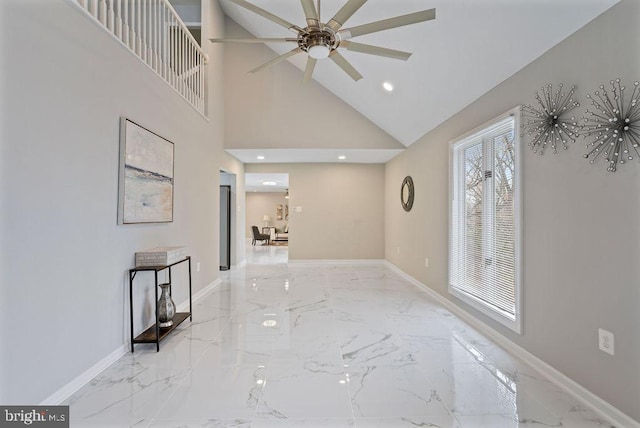 corridor with high vaulted ceiling