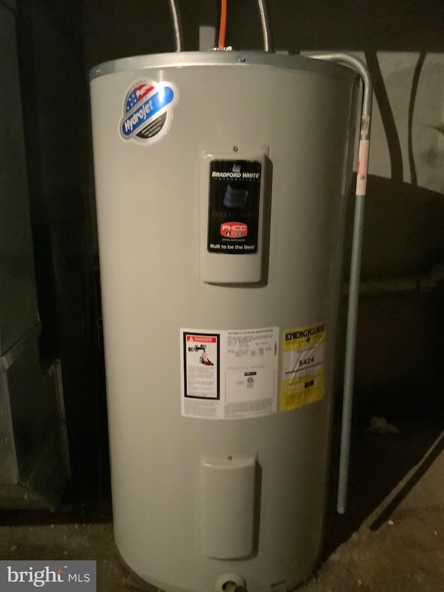 utility room with electric water heater