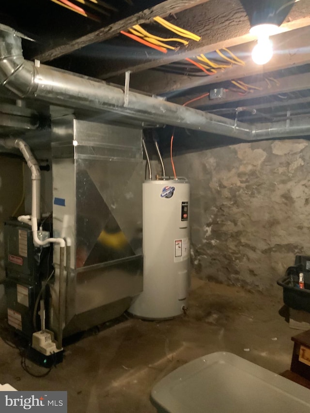 utility room featuring electric water heater