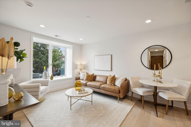 living room featuring light hardwood / wood-style floors