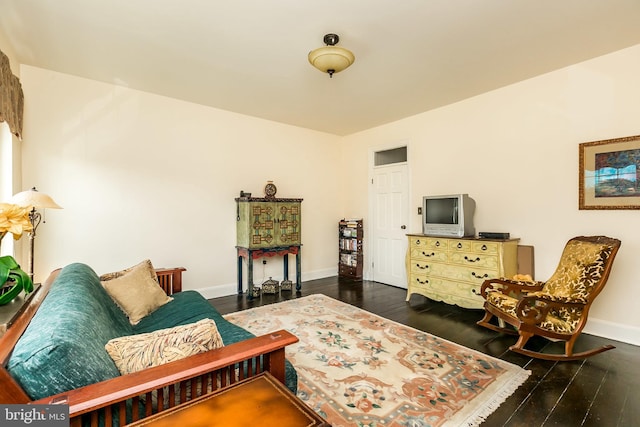 sitting room featuring dark hardwood / wood-style flooring