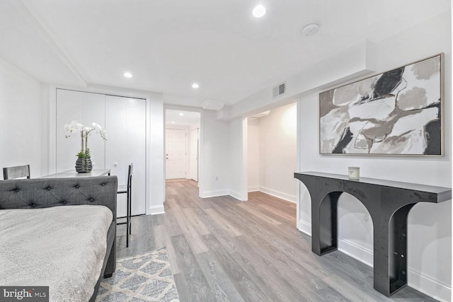 interior space with light hardwood / wood-style flooring