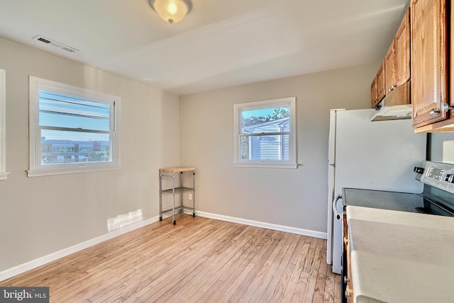 kitchen featuring light hardwood / wood-style floors and stove