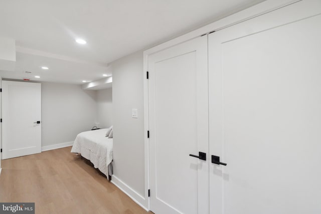 bedroom featuring light hardwood / wood-style floors