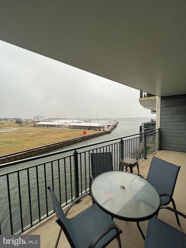 balcony with a water view