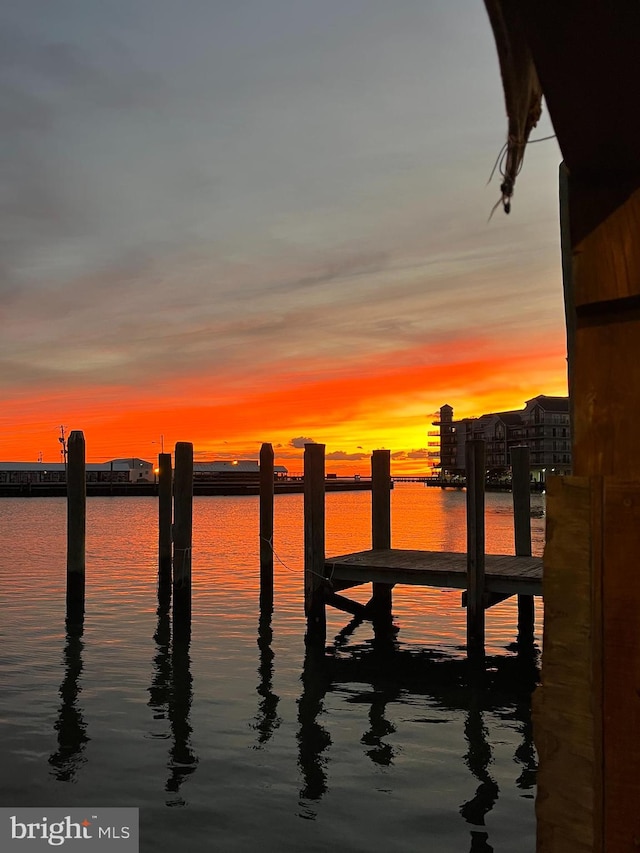 view of dock featuring a water view