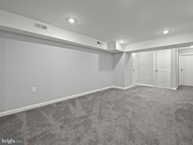 basement with carpet